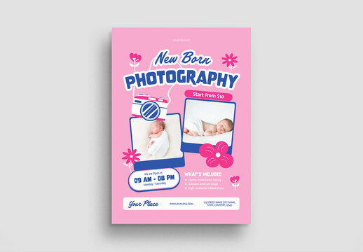Pink Kiddieland New Born Photography Flyer Layout