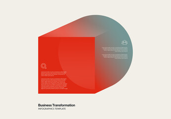 Business Transformation Infographic Template with Square Turning into Circle