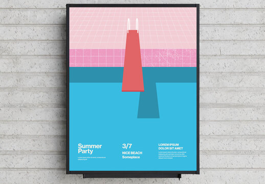Summer Party Poster Template with Pool and Jumping Board