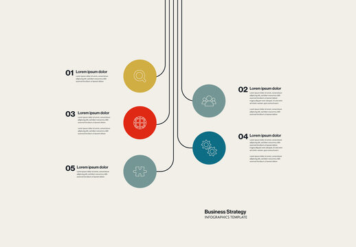 Business Strategy Timeline Infographic Template with Lines and Circles