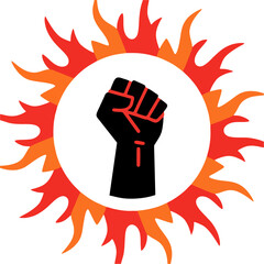 Revolution Fist in Flame Circle – Bold Vector Symbol of Protest, Power, and Social Resistance