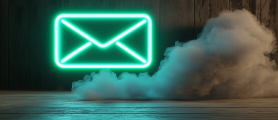 Isolated on a black background, a 3D render features a vibrant colored technology symbol in the form of a green neon light icon
