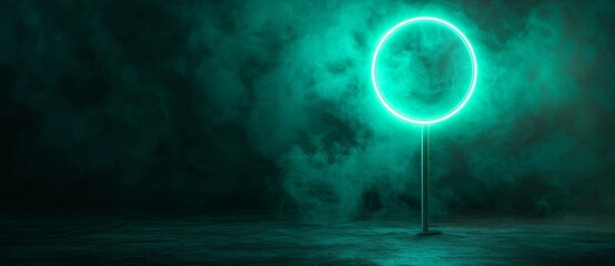 Vibrant colored technology is represented by a green neon light search icon in this 3D render, isolated against a black background