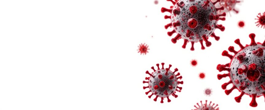 illustration Microscopic enlargement of virus, respitory virus outbreak, floating cells in body virus shaped as covid, influenza, sars, corona, hiv, mers, cholera, variola, measles - disease organisms