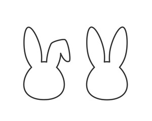 Simple line art of a bunny head. Clean rabbit outline with iconic ear and head shape vetor. Cute Easter design elements for cards, stickers, and kids projects.