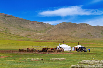 Mongolian Yurt and Camp of nomadic people