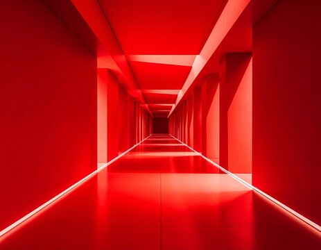 Simple Minimalist Liminal Space Red Room Negative Space