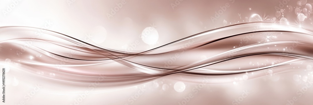 Aufkleber abstract flowing golden waves, elegant background design with delicate sparkles and bokeh effect