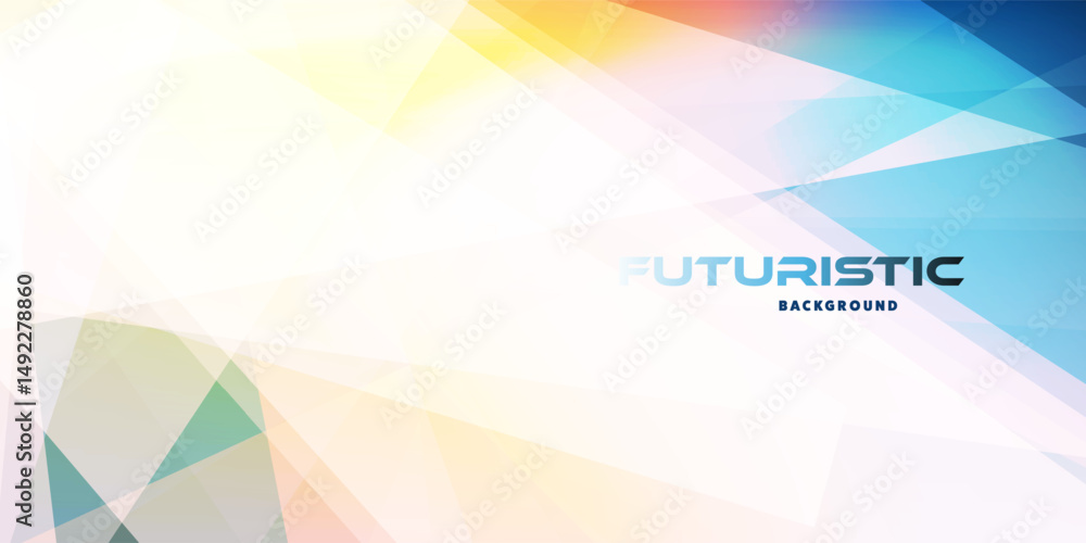 Aufkleber a futuristic background with abstract geometric shapes in blue, yellow, white. clean lines and a dyn