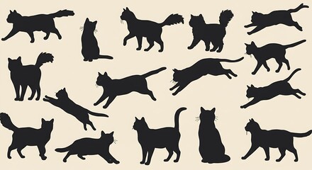 Obraz premium Feline Silhouettes: A Nocturnal Ballet AI Generated