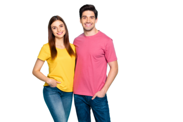 Portrait of his he her she nice attractive lovely sweet charming cute cheerful cheery couple hugging spending spring isolated over bright vivid shine vibrant green turquoise background