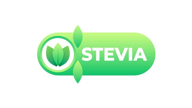 Stevia logo animation on white and blue background