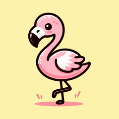 Flamingo vector, tropical love bird couple drawing, pink cartoon animal flat design for valentine nursery art, seamless background, kids decor, summer wildlife illustration for home and fabric print