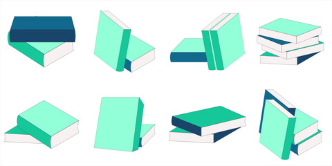 Stack of Books,A set of four minimalist flat-style illustrations