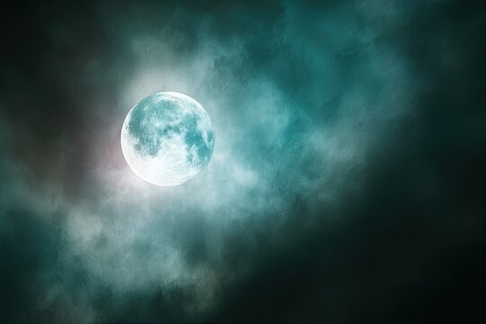 Full moon shrouded in dark clouds (2)