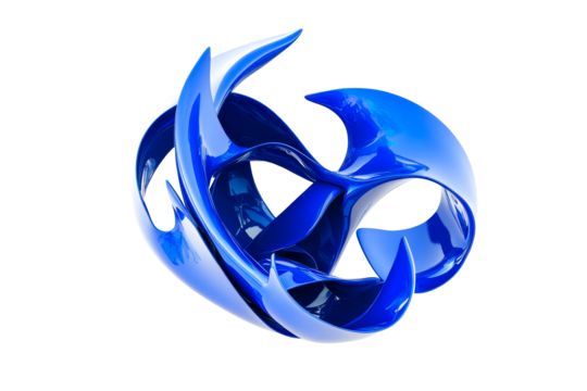 Torus Knot Object, Curvy, Chrome, Dark Blue, Swirl, cut out transparent - Powered by Adobe