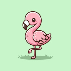 Flamingo vector, tropical exotic bird character, pink cartoon animal flat illustration for nursery background, seamless pattern, kids decor art print, wildlife drawing for beach summer wallpaper