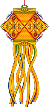 illustration of hanging Kandil on happy Diwali Holiday background for light festival of India