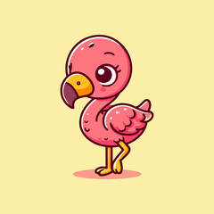 Flamingo vector, tropical flat pink animal drawing, cartoon exotic bird pattern for nursery wallpaper, kids decor, summer background, seamless wildlife design for home print and fabric illustration

