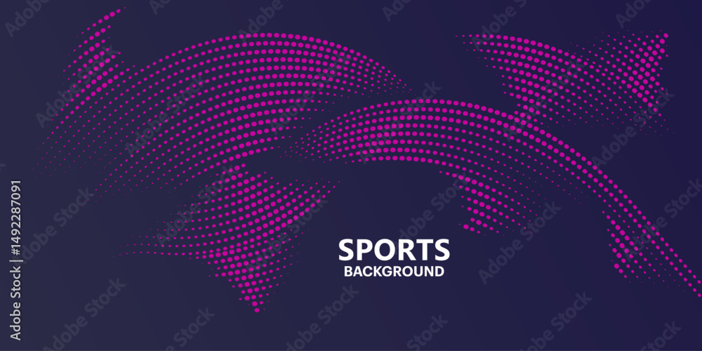 Wall mural abstract colored background with futuristic purple wave dots. modern vector background with dynamic 