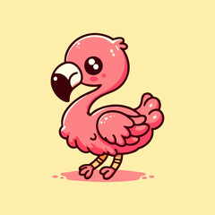 Flamingo vector, seamless tropical pink bird background, cute cartoon animal pattern for nursery decor, kids summer theme, exotic flat wildlife illustration for wallpaper and room art print design