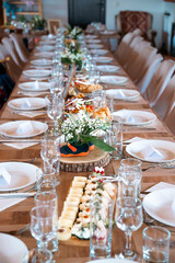 Beautiful Table Set for Dinner with Flowers