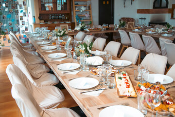 Beautiful Table Set for Dinner with Flowers
