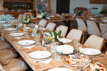 Beautiful Table Set for Dinner with Flowers