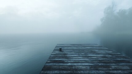 Obraz premium Foggy lake dock scene