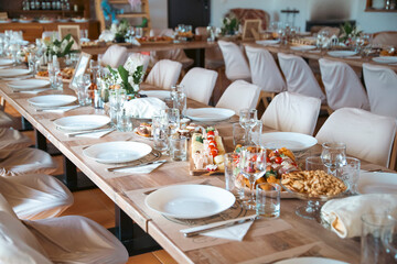 Beautiful Table Set for Dinner with Flowers