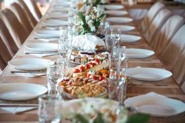 Beautiful Table Set for Dinner with Flowers