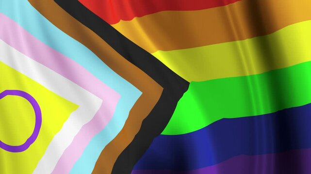 Intersex Inclusive Progress Pride Flag Waving Flapping