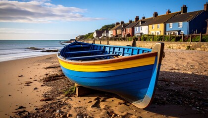 Fototapeta premium boat stay edge on the river 