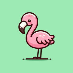 Flamingo vector, pink tropical animal flat design, cartoon exotic bird illustration for seamless wallpaper, nursery background, kids room art print, beach summer decor, wildlife character drawing