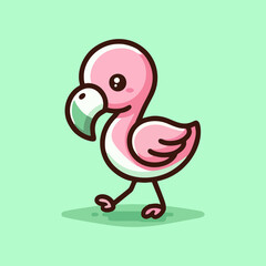 Flamingo vector, tropical bird flat illustration, pink exotic animal design for nursery wallpaper, kids summer decor, seamless background pattern, beach art print, cute wildlife cartoon for home