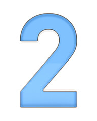 Number two on white background. Isolated 3D illustration