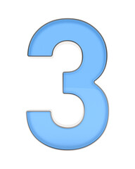 Naklejka premium Number three on white background. Isolated 3D illustration