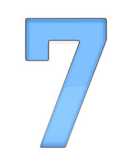 Number seven on white background. Isolated 3D illustration