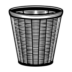 Woven trash can black silhouette vector illustration