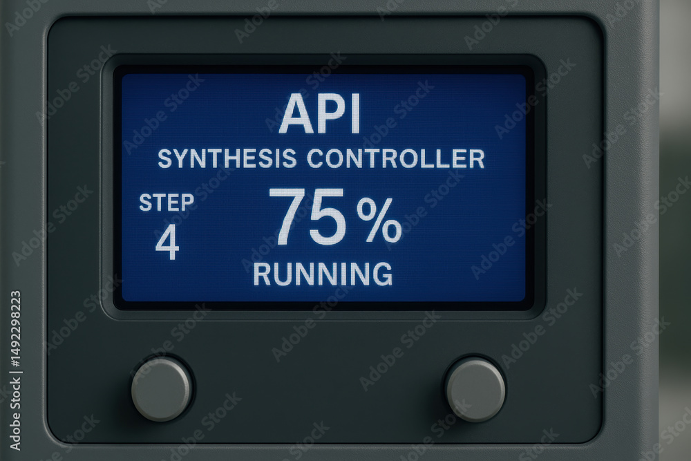 Poster api synthesis controller active pharmaceutical ingredient process step running progress 75 percent
