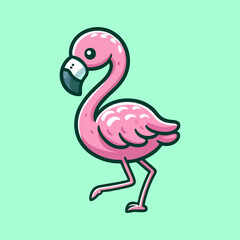 Flamingo vector, seamless pink bird background, cute tropical animal pattern for nursery design, kids cartoon art, beach theme decor, wildlife summer illustration, exotic flat drawing for poster