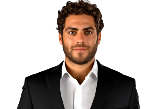 Businessman wearing suit with white shirt, cutout transparent