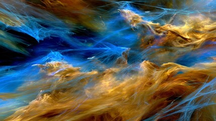 Naklejka premium Vibrant Abstract Swirls in Blue and Gold
