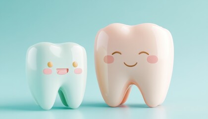 Dental health tips for kids cute tooth characters educational content colorful environment playful viewpoint