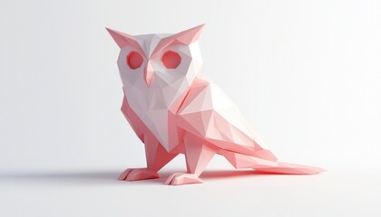 Stylish origami owl sculpture contemporary art studio 3d model minimalist design close-up view creative concept