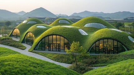 Fototapeta premium Sustainable, grassy, architectural wonder