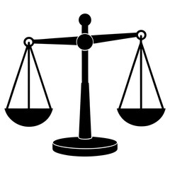 Black and white scales of justice icon