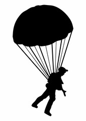 silhouette of a soldier parachuting with a parachute