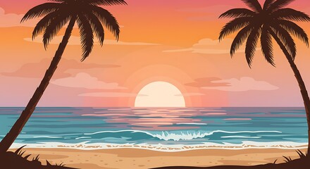 Fototapeta premium Sunset Serenade AI Generated