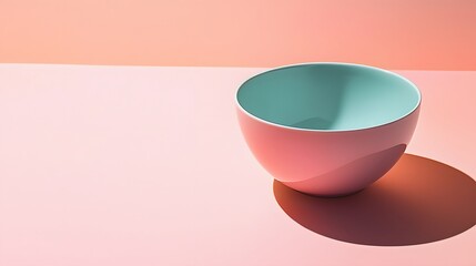 A clean commercial pet food banner image showcases a light pink bowl, perfect for dry food, displayed against a soft coral backdrop, emphasizing simplicity and health.